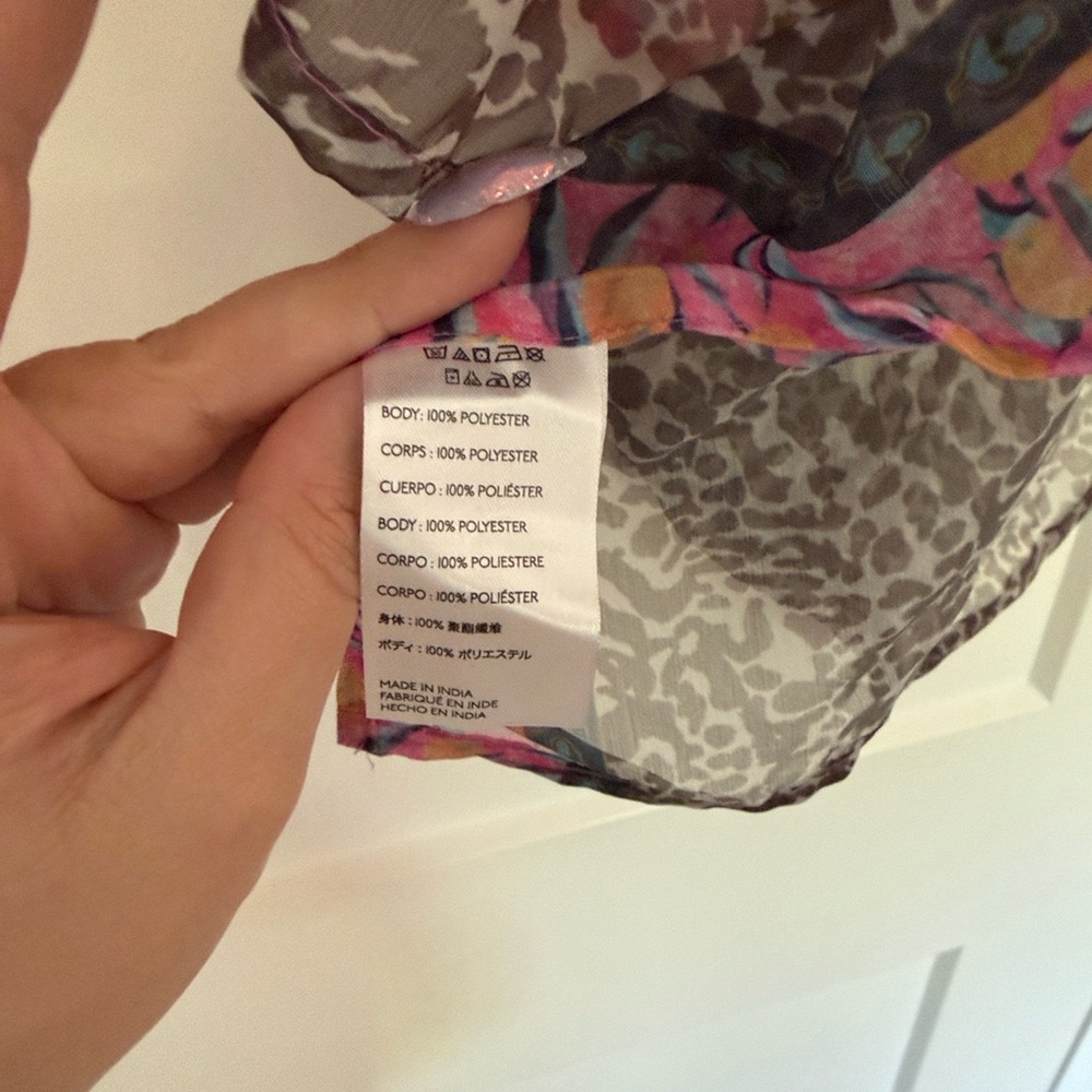 Anthropologie Elizabeth Gillett Floral Scarf Kimono One Size - Picture 6 of 6